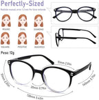 KoKoBin 3 Pack Retro Round Reading Glasses for Women Blue Light Blocking Eyeglasses