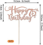Rsstarxi 1 Pack Happy 75th Birthday Cake Topper Glitter Number 75 Seventy Five Years Old Birthday Cake Pick Decoration for Celebrating 75th Birthday Anniversary Party Supplies Rose Gold