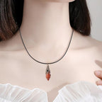 TUMBEELLUWA Hexagonal Faceted Pendant Necklace Healing Crystal Points Wrapped Pendulum Chakra Energy Stone Jewelry for Unisex