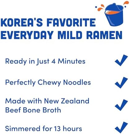 OTOKI Jin Ramen Mild Korean Instant Ramen, 13-Hour Simmered Beef Bone Broth, Mild Savory Flavor, Ready in 4 Minutes, 4.23 oz (Pack of 18)