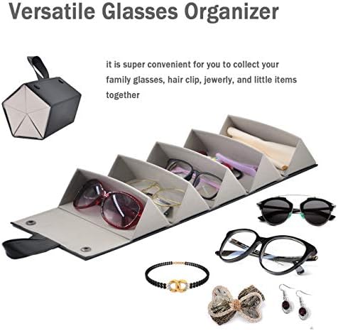 Kenpal Sunglasses Storage Organizer Holder Foldable Travel Case with 5 Slot Compartments for Multiple Glasses