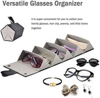 Kenpal Sunglasses Storage Organizer Holder Foldable Travel Case with 5 Slot Compartments for Multiple Glasses