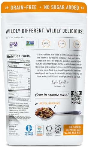 Wildway Keto Granola | Banana Nut | Grain-Free, Certified Gluten-Free Cereal | Vegan, Low Carb | No Sugar Added | Paleo-Friendly | Non-GMO Fruit & Nut Clusters | Nutrient-Rich Snack | 8 oz