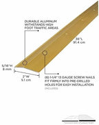 M-D Building Products 79244 2 in. X 36 in. Satin Brass Aluminum Fluted Carpet Trim w/Screw Nails