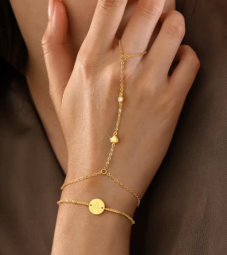 doubgood Gold Bracelets for Women, 5 Piece 14K Gold Plated Bracelet Stack Beaded Ball Jewelry Sets Gifts for Women