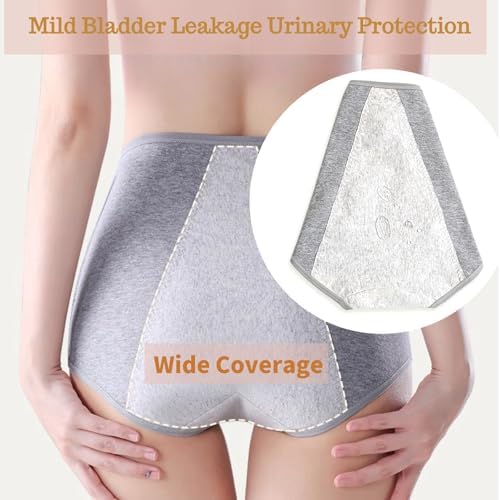 Women's Washable Incontinence Underwear 4 Pack, Leakproof Ladies Panties High Waist, Incontinence Protective Briefs for Minor Bladder Leak(L)