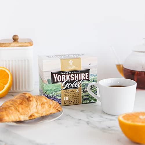 Yorkshire Tea, Gold, Pillow Tea Bags, 80 Count (Pack of 5), Premium Blend, Rich, Smooth, and Satisfying, Classic British Breakfast Blend, Caffeinated, Enjoy Hot or Iced, 80 Teabags