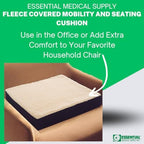 Essential Medical Supply Fleece Covered Mobility and Comfort Seat Cushion - Comfortable Wheelchair Seat Cushions, Extra Padded Support for The Chair and Wheelchair Users - 18 in X 16 in X 3 in
