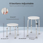 Careboda Adjustable Bath Chair for Inside Shower, Shower Stool with Upgraded Aluminium, Tool-Free Assembly, 8 Adjustable Heights for Seniors, Elderly, Pregnant, Handicap & Disabled Gray