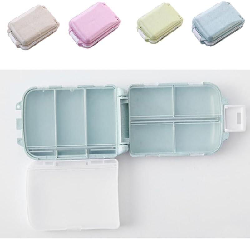 FOMIYES 2pcs Portable Wheat Straw Pill Organizer Travel Case for Daily Medication Compact Design for Easy Carrying for Seniors Go Use Beige