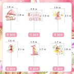 36Pcs Fairy 1st Birthday Cupcake Toppers, Our Little Fairy Is Turning One Floral Garden Theme Cupcake Picks Cake Decorations First Bday Supplies for Girls