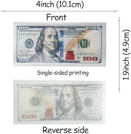100 PCS Edible 100 Dollars Bill Image Cupcake Toppers Wafer Paper Money Cupcake Picks Counterfeit Edible 100 Dollars Party Decorations for Dollar Theme Party Decorations Supplies Small Size