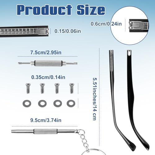 Glasses Replacement Arms Legs 2 Pairs with Eyeglasses Fix Adjustment Accessories with Temple Anti-Slip Silicone Tips Eyewear Repair Kit With Screws Washers Screwdrivers Nose Pads