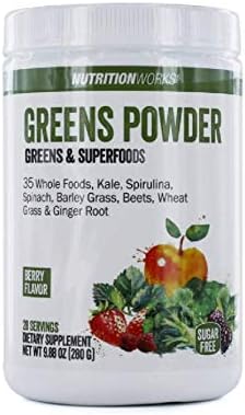 Nutrition Works Greens Powder Greens & Superfoods - Berry Flavor - 9.88 Oz (20 Servings)