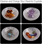 Selenite Bowl for Crystals Charging – 4" Selenite Crystal Bowl – Mined & Crafted in Morocco – Ideal for Cleansing & Recharging Crystals & Healing Stones - Protection Crystals - Spiritual Gift & Decor