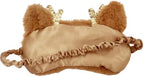 Cute Reindeer Plush Sleep Mask - Golden Deer Eye Mask, Fluffy Soft, Blindfold, Travel for Kids, Girls and Adults - Gold