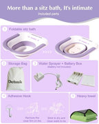 Foldable Electric Sitz Bath Kit with Automatic Flushing for Hemorrhoid Relief and Postpartum Care | Portable Hip Bath Basin for Perineal Soaking, Pain Relief, and Bidet Functionality, Easy to Use