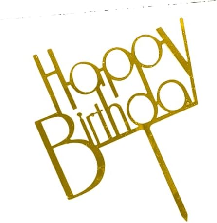 PRETYZOOM 6pcs Creative Birthday Cake Toppers Acrylic Cake Picks for Festive Decoration Golden Fun Ornaments for Parties Photo Props and Celebrations