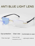 4PCS Pack Auto Zoom Anti-Blue Light Presbyopia Glasses Rimless Clear Lens for Reading Eyeglasses (4PCS Golden)