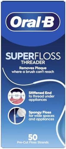 Oral-B Super Floss Pre-Cut Mint Strands,Threaders 50 Count per Pack, Pack of 12