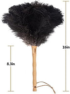 Aldwin Ostrich Feather Duster, 16 inch Black Genuine Ostrich Feathers with Wood Handle, Reusable Car Dusters, Eco-Friendly Cleaning Handheld Dusters for Home, Office and Kitchen