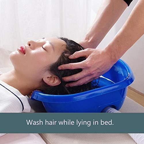 Hair Washing Basin for Bedridden,Shampoo Basin for Bedside,Shampoo Bowl,Washing Sink Made for Handicapped, Bedridden, Kids,Hair Cuts and Coloring-46x35cm (blue)