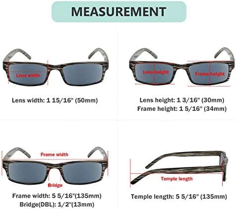 Eyekepper Spring Hinge Striped Reading Glasses (3 Pairs) Men Sunshine Readers Grey Lens +0.5