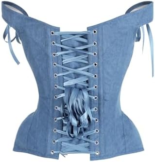 Daisy corsets Women's Daisy Corsets Top Drawer Blue Denim Steel Boned Corset W/Straps