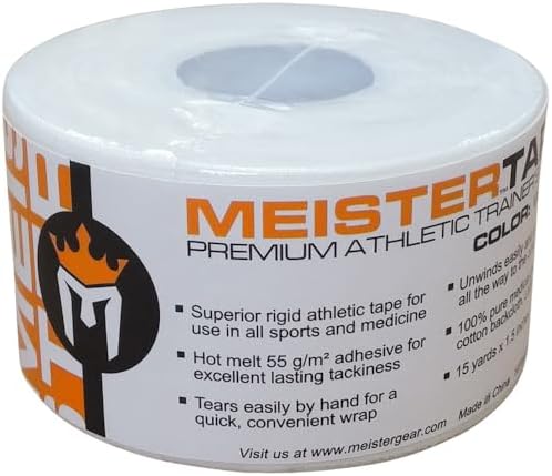 Meister 15Yd x 1.5" Premium Athletic Trainer's Tape for Sports and Medical (50% Longer) - White - 1 Roll