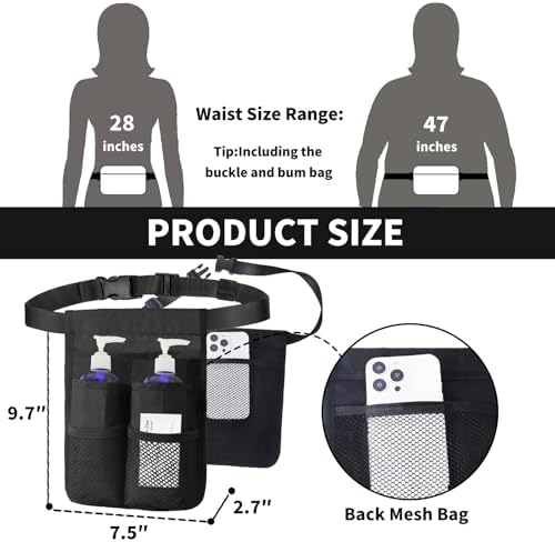 Massage Bottle Holster with Multiple Pockets Design,Machine Washable Massage Lotion Holster with Air Mesh,Heavy Duty Adjustable Strap and Durable Lotion Oil Waist Belt,for Massage Therapist(Only Bag)