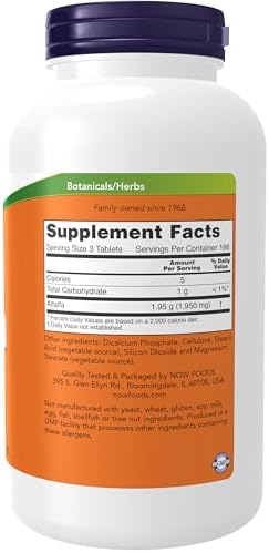 NOW Supplements, Alfalfa 650 mg source of Vitamin K, Green Superfoods, 500 Tablets