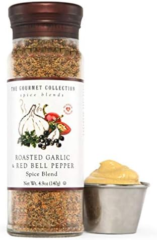 The Gourmet Collection Spice Blends Roasted Garlic and Red Bell Pepper Blend - Garlic Powder Seasoning for Cooking - Salt Free - Seafood, Meat, Eggs.