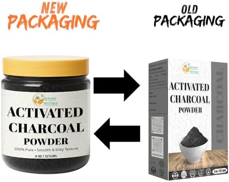 Herbs Botanica Activated Charcoal Powder, Food Grade Natural Detoxifier for Digestive Health, Teeth Whitening, Detoxification & Bug Bite Relief, 8 oz / 227 gm