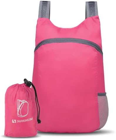 20L Ultra Hiking-Daypack Lightweight Foldable Travel Packable Backpack for Camping Cycling Outdoor,rose Red