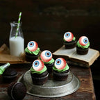 40 Pack Edible Halloween eyeball Cupcake Toppers Wafer Paper Halloween eyes Cake Pick for Horror Theme Baby Shower Party Cake Decorations Supplies