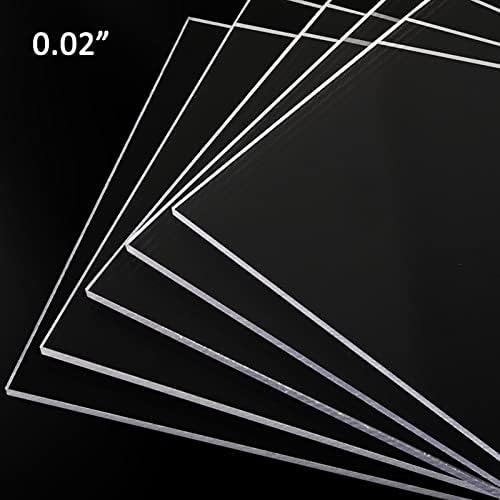 5 Pack 12x12x.02” Clear Plastic Sheet, Plexiglass Craft Plastic Sheets PET Flexible Lightweight Clear Plastic Sheets for DIY Craft Projects, Picture Frames(5, 12” x 12”x 0.02”)