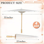 MOTOTO 4 Pieces 33 Inches White Paper Umbrellas Parasol Chinese Japanese Oiled Paper Umbrellas Decorative DIY Painting Parasol for Wedding Bridal Party Decor