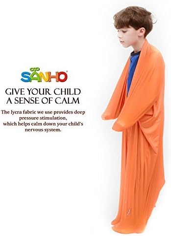 SANHO Dynamic Movement Sensory body Sock,Medium,Good for Height:41"-51",For Autistic & Sensory Processing Disorders,Updated Version,Orange.