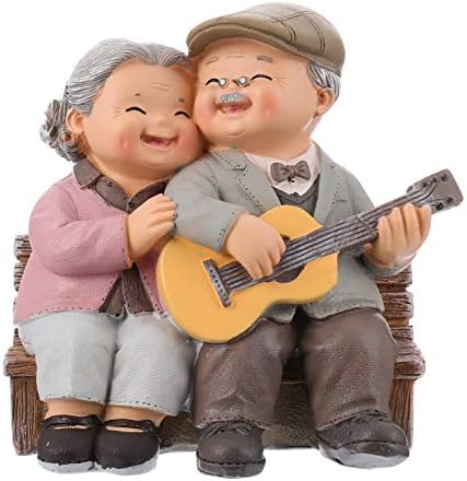 BESPORTBLE Loving Elderly Couple Figurines, Old Married Couple Figure,Resin Husband and Wife Statue Grandparents Parents Figure for Wedding Anniversary Birthday Present Home Decors