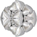 Silver Chocolate Hearts Wrapped in Shiny Silver Foil - 1 LB of 55 Pieces