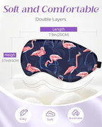 Miss Adola Sleep Mask for Kids - Cute Kawaii Cartoon Silk Sleeping Mask with Adjustable Strap Soft Smooth Light Eye Mask for Sleeping Silk Kids Eye Cover for Boys Girls Teens, BU PK Flamingos