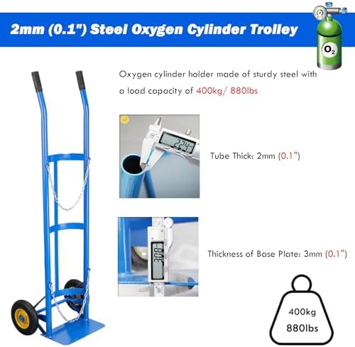 AMUFJJ Oxygen Tank Carrier with Wheels, Commercial Gas Cylinder Hand Cart & 40L Propane Tanks Dolly, Gas Cylinder Rack for Hospitals/Clinics/Factory