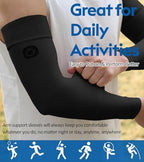 NURCOM® Medical Compression Arm Sleeve for Men Women, 20-30 mmHg with Silicone Band for Lymphedema, Lipedema, Pain Relief, Edema, Swelling, Post Surgery Recovery, 2 Pack, Black L