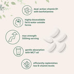 Micro Ingredients Vitamin B1 Thiamine 500mg with Benfotiamine & MCT Oil, 240 Softgels | Highly Bioavailable Thiamine Supplement for Energy & Nervous System Support* | Non-GMO, Soy Free