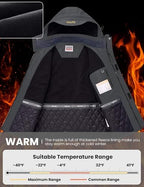WULFUL Men's Winter Coats Waterproof Ski Jacket Warm Windproof Winter Windbreaker Jackets for Men with Hood