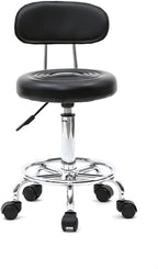 Winado Round Bar Stool with Back and Lines Adjustable Height Rotation Salon Stool, Modern Barstool 360° Swivel PU Leather Armless Bar Chair for Kitchen Dining Living Bistro Spa, Black