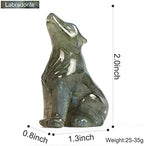 Artistone Labradorite Crystal Wolf Statue 2.0 inch Hand Carved Gemstone Wolf Figurine Small Animal Carvings Collective Healing Stones for Home Decor Reiki Gifts