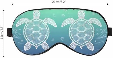 Sea Turtle Sleep Eye Mask Line Art Style Ocean Elements Men Women Sleep Mask with Adjustable Strap Eye Cover Eye Shade for Travel, Nap,Meditation