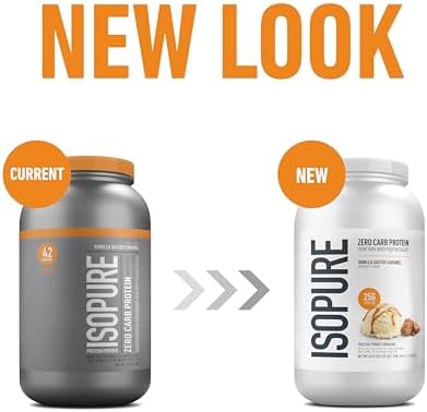 Isopure Zero Carb 100% Pure Whey Isolate Protein Powder, Gluten Free, With Vitamins, Vanilla Salted Caramel, 25g Protein Per Serving, 3 Lbs, 42 Servings (Packaging May Vary)