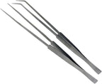 SE Stainless Steel 12-Inch Tweezers Set (2 PC.) - Straight and Angled Tips, Fine Point, Ideal for Crafts, Jewelry, Watch Repair - TW2-403